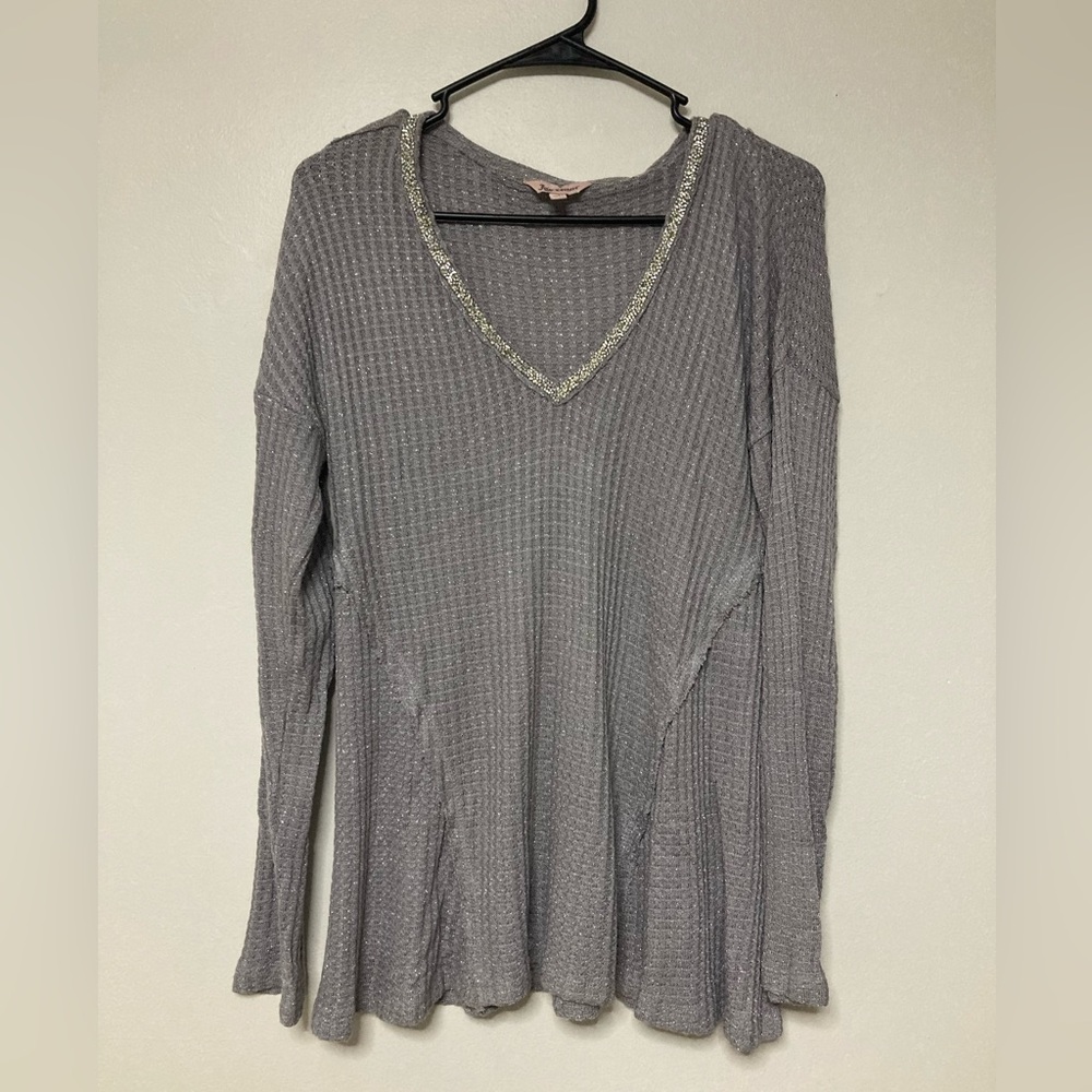 Juicy Couture Gray Long Sleeve V-Neck Top